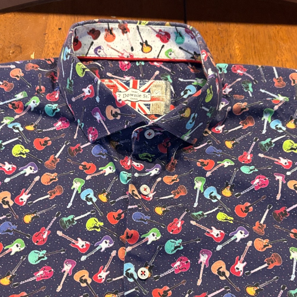 7 Downie Street Guitar Print Shirt 3x